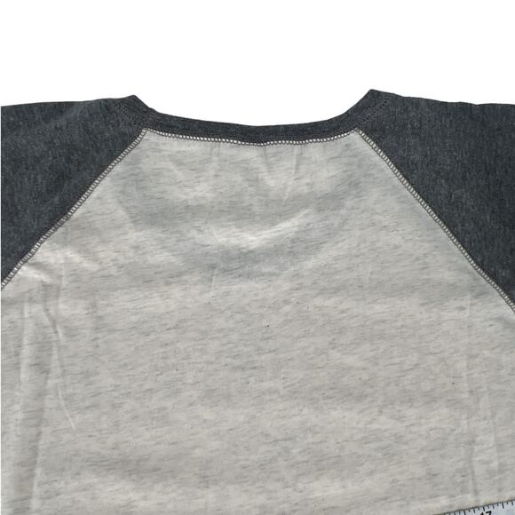 LAT Raglan Baseball Tee Shirt Top Ladies Large Heather Gray Crew Neck 3/4 Sleeve - Picture 4 of 10